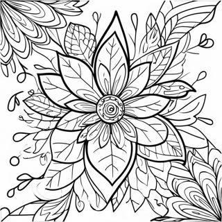Farverigt Efterårsblad Mandala Farvelægningsside | Efterårsblad malebog