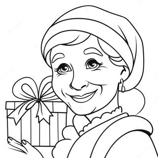 Glad Fru Claus med Gaver Malebog | Fru Claus malebog