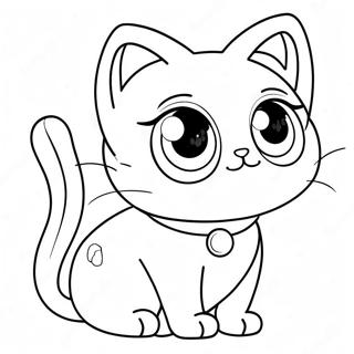 Sød Anime Kat med Store Øjne Malebog | Anime Kat malebog