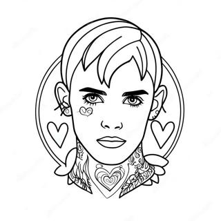 Lil Peep med Hjerte Tatoveringer Malebog | Lil Peep malebog