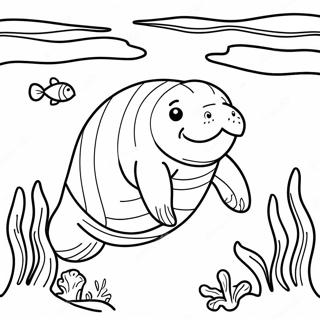 Manatee Svømmer i Klart Vand Malebog | Manatee malebog