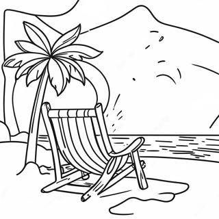 Sommer Strand Scene Farvelægningsside | Sommer malebog