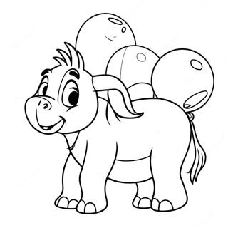 Eeyore med Farverige Balloner Maleblade | Eeyore malebog