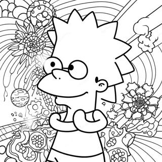 Trippy Bart Simpson Psykedelisk Malebog | Trippy Bart Simpson malebog