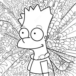 Farverig Bart Simpson med Groovy Mønstre Malebog | Trippy Bart Simpson malebog