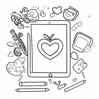 Farverig iPad med Sjove Apps Farvelægningsside | iPad malebog