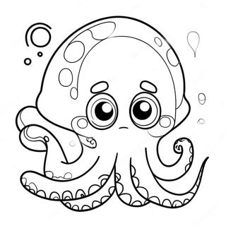 Sød Kraken med Store Øjne Malebog | Kraken malebog