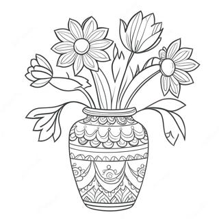 Smuk Blomster Vase Malebog | Vase malebog