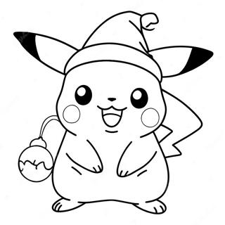 Festlig Pikachu med Julehat Malebog | Jule Pikachu malebog