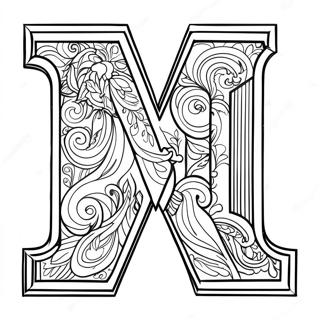 Brev M farvelægningsside | Brev M malebog