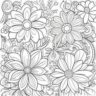 Vintage blomster mønstre farvelægningsside | Vintage malebog
