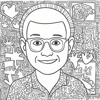 Keith Haring Farvelægningsside | Keith Haring malebog