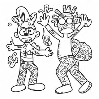 Farverige Keith Haring Stil Figurer Malebog | Keith Haring malebog