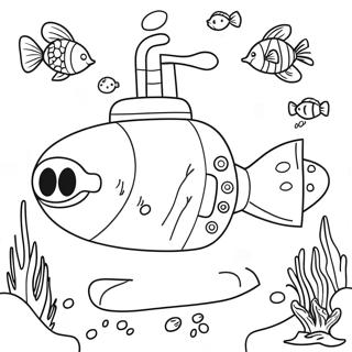 Farverig Submarine Underwater Scene Farvelægningsside | U-båd malebog