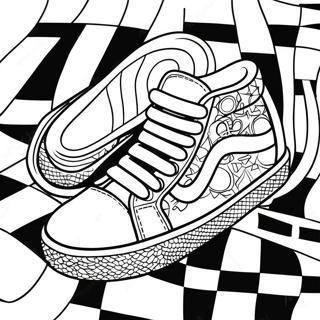 Vans Ternede Mønster Sko Farvelægningsside | Vans Sko malebog