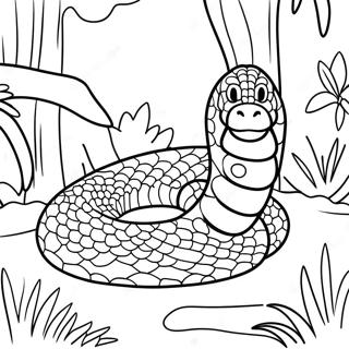 Realistisk anaconda i junglen farvelægningssider | Anaconda malebog