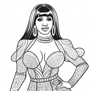 Cardi B i Glitrende Outfit Malebog | Cardi B malebog