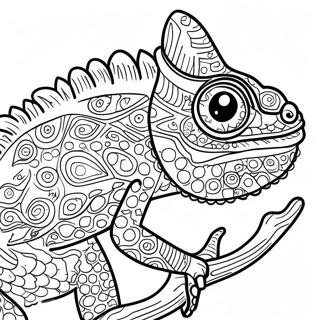 Farverig kamæleon farvelægningssider | Reptil malebog