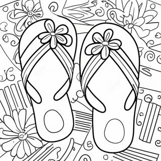 Farverig Flip Flop Farvelægningsside | Flip Flop malebog