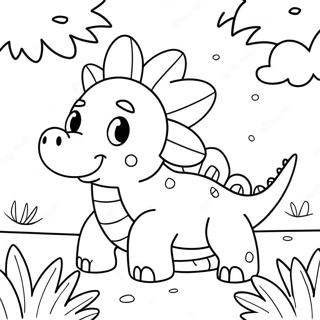 Sød Stegosaurus med Blomster Malebog | Stegosaurus malebog