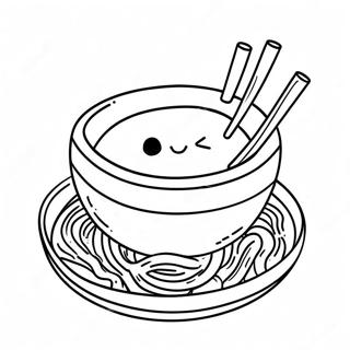 Sød tegneserie ramen farvelægningsside | Ramen malebog