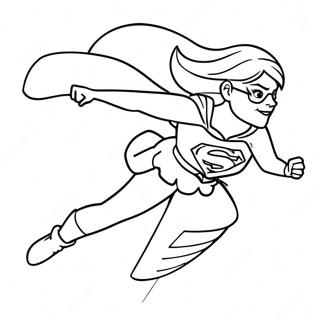 Supergirl Flyvende i Aktion Farvelægningsside | DC Superheltepiger malebog