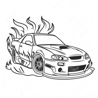 Cool Driftbil med Flammer Malebog | Driftbil malebog