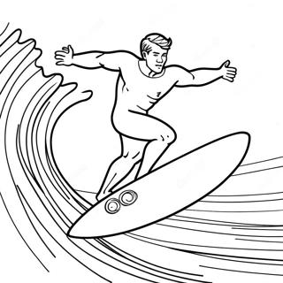 Cool Surfer Rider en Bølge Malebog | Surfing malebog