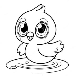 Sød Piplup der svømmer farvelægningsside | Piplup malebog