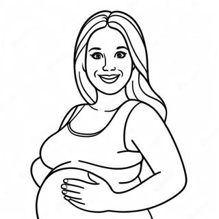 Glad gravid kvinde smilende farvelægningsside | Gravid malebog