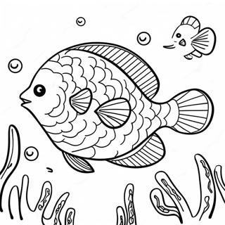 Flounder Underwater Scene Farvelægningsside | Skrubbe malebog