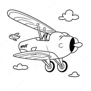 Snoopy flyver sin røde fly farvelægningsside | Snoopy malebog