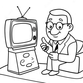 Sjov TV Mand med Fjernbetjening Farvelægningsside | TV Mand malebog