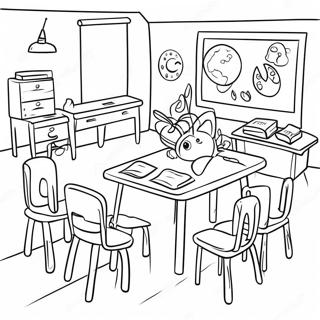 Glad klasseværelse farvelægningsside | Tilbage til Skole malebog