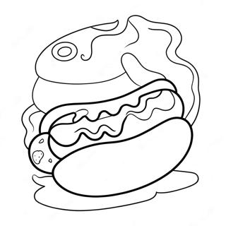 Sød Tegneserie Hot Dog Malebog | Hotdog malebog