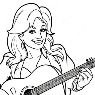 Dolly Parton med Guitar Farvelægningsside | Dolly Parton malebog