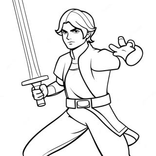 Ezra Bridger med lyssværd farvelægningsside | Star Wars Rebels malebog
