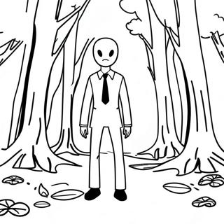 Skræmmende Slenderman skov farvelægningsside | Slenderman malebog