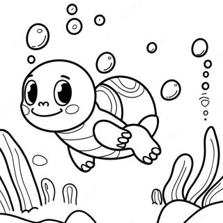 Squirtle Svømmer i Havet Farvelægningsside | Squirtle malebog