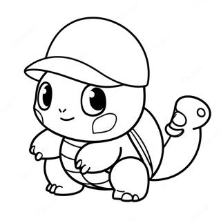 Sød Squirtle med Hat Farvelægningsside | Squirtle malebog