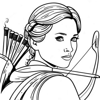 Katniss Everdeen med Bue Malebog | Hungerspil malebog