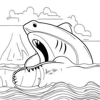 Jaws Film Scene Farvelægningsside | Kæber malebog