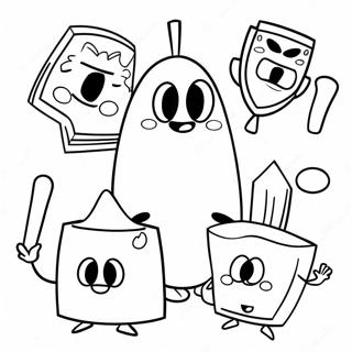 BFDI Karakterer i Aktion Farvelægningsside | BFDI malebog