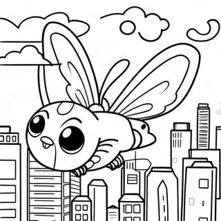 Mothra Flyvende Over Byen Malebog | Mothra malebog