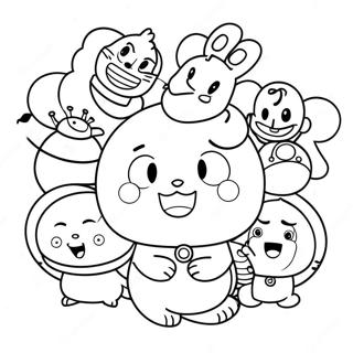 Sød Doraemon med Venner Farvelægningsside | Doraemon malebog