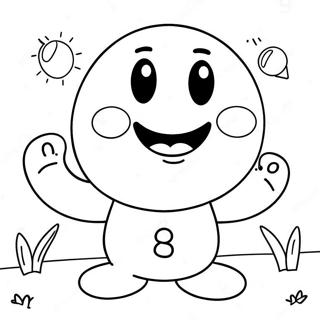 Sød Nummer 8 med Smiley Ansigt Farvelægningsside | Nummer 8 malebog