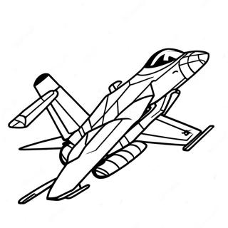F18 jagerfly i flugt farvelægningsside | F18 Jagerfly malebog