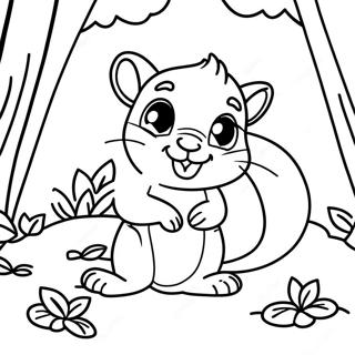 Legesyg Chipmunk i Skoven Farvelægningsside | Egern malebog
