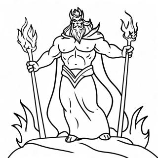 Mægtige Hades med Flammer Farvelægningsside | Hades malebog