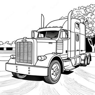 Klassisk Peterbilt lastbil farvelægningsside | Peterbilt malebog